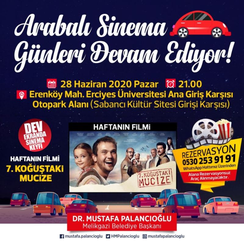 Melikgazi’de “Arabalı Sinema” için siz de yerinizi alın