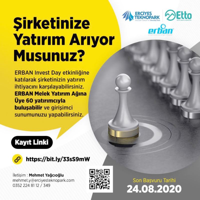 Erciyes Teknopark ERBAN Invest Day Etkinliğine Davet Ediyor