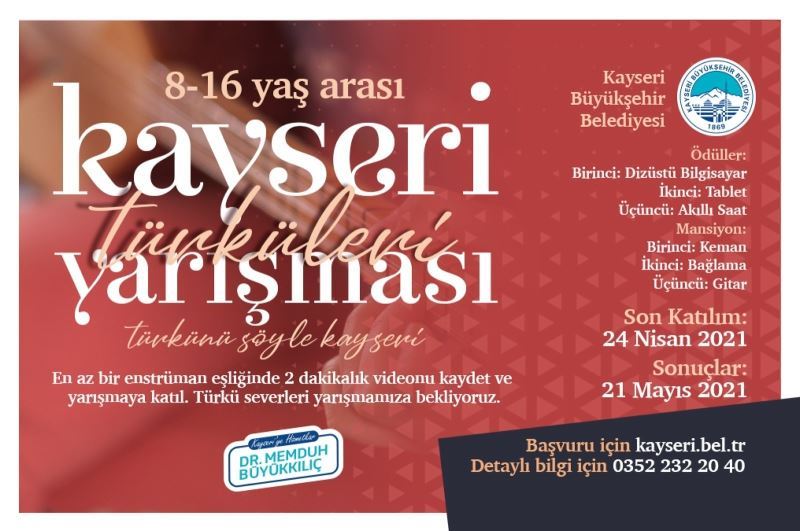 Büyükşehir’in Kayseri Türküleri Yarışması’na başvurular sunuyor
