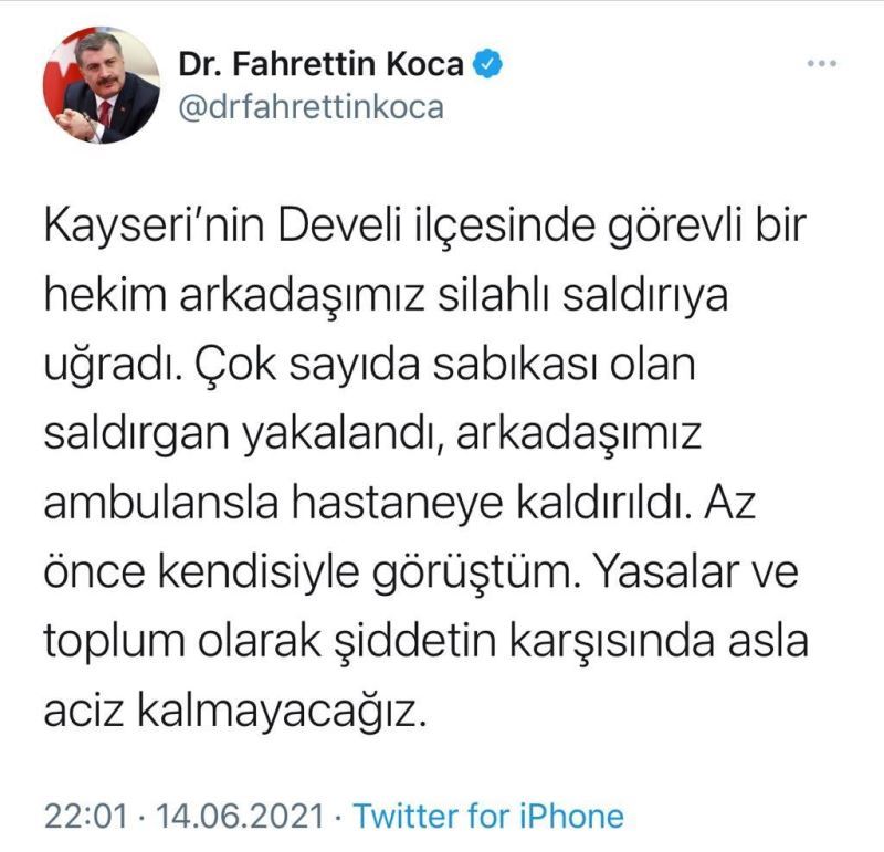 Bakan Koca saldırıya uğrayan doktorla görüştü
