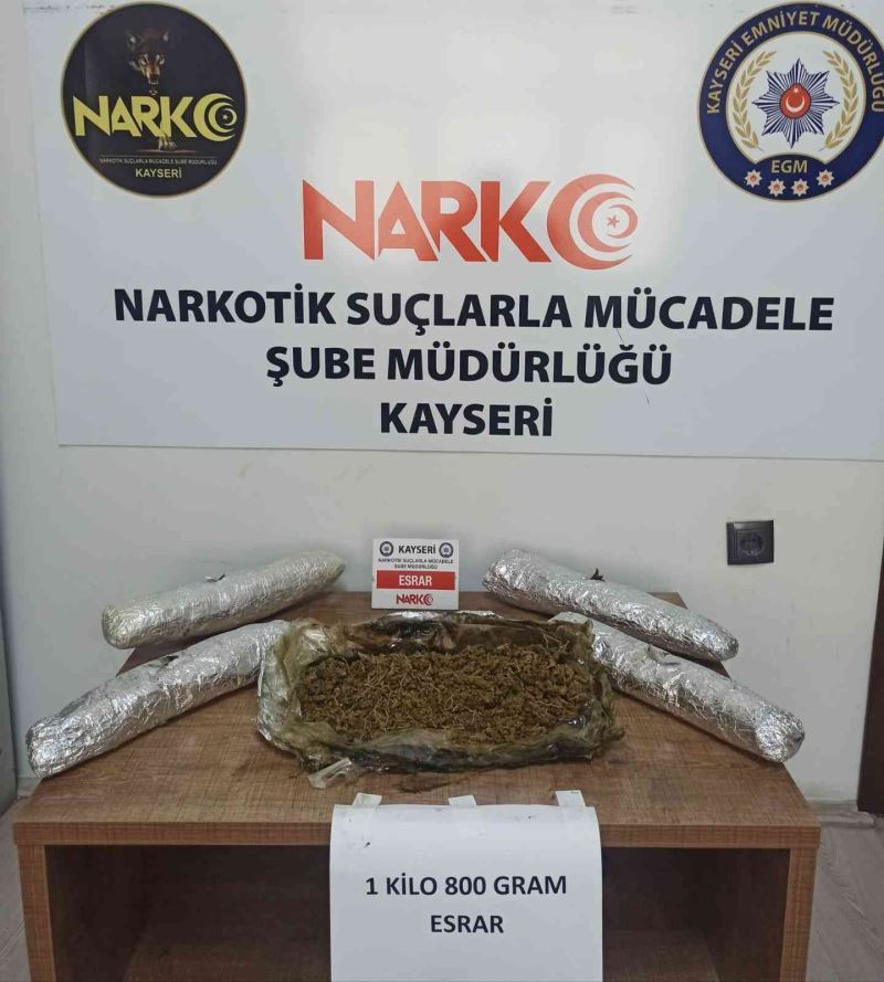 Kayseri’de 1 kilo 800 gram esrar ele geçirildi
