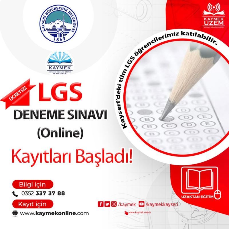 Büyükşehir, KAYMEK Uzem ile ilk kez LGS Deneme Sınavı gerçekleştirecek
