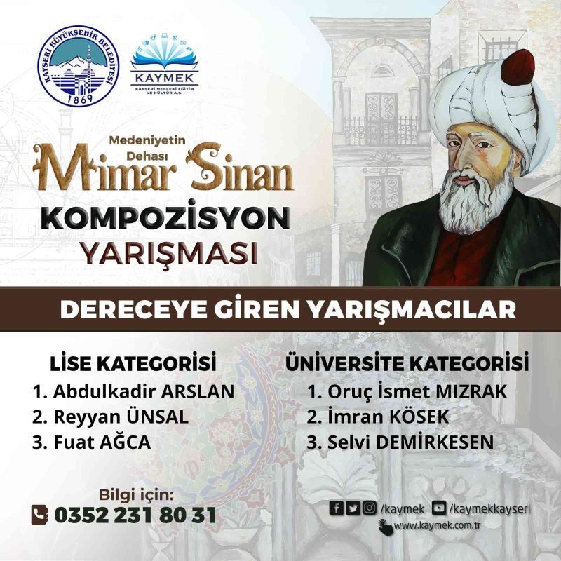 ‘Medeniyetin Dehası Mimarsinan’ Kompozisyon Yarışması’nda dereceye girenler belli oldu
