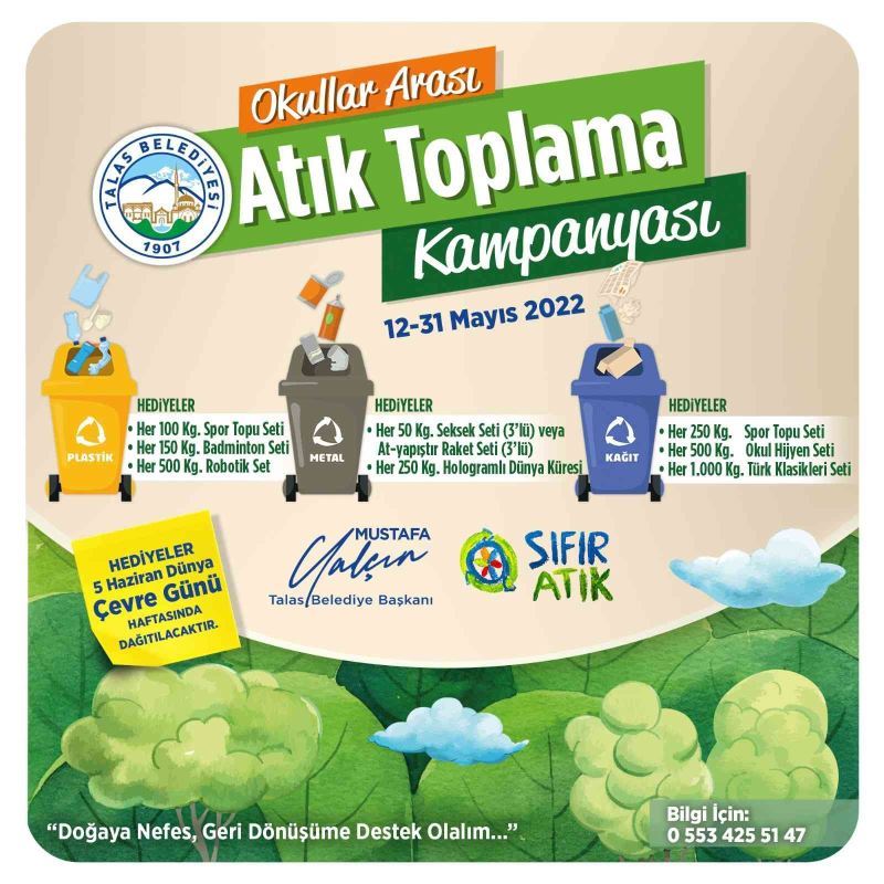 Talas’ta okullar arası atık toplama kampanyası
