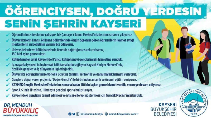 Başkan Büyükkılıç: “Kayseri, öğrenciler için doğru şehir”
