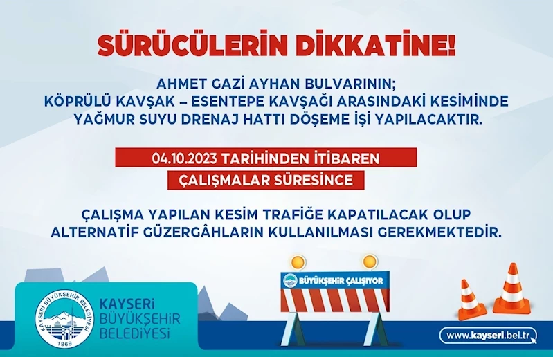 Büyükşehir’den 10 milyon TL’lik yağmur suyu drenaj hattı
