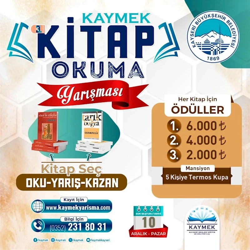 KAYMEK’in 3’üncü Kitap Okuma Yarışması için kayıtlar sürüyor
