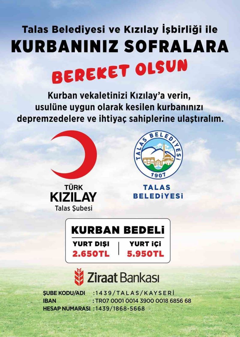 Talas’ta Belediye-Kızılay kurban işbirliği
