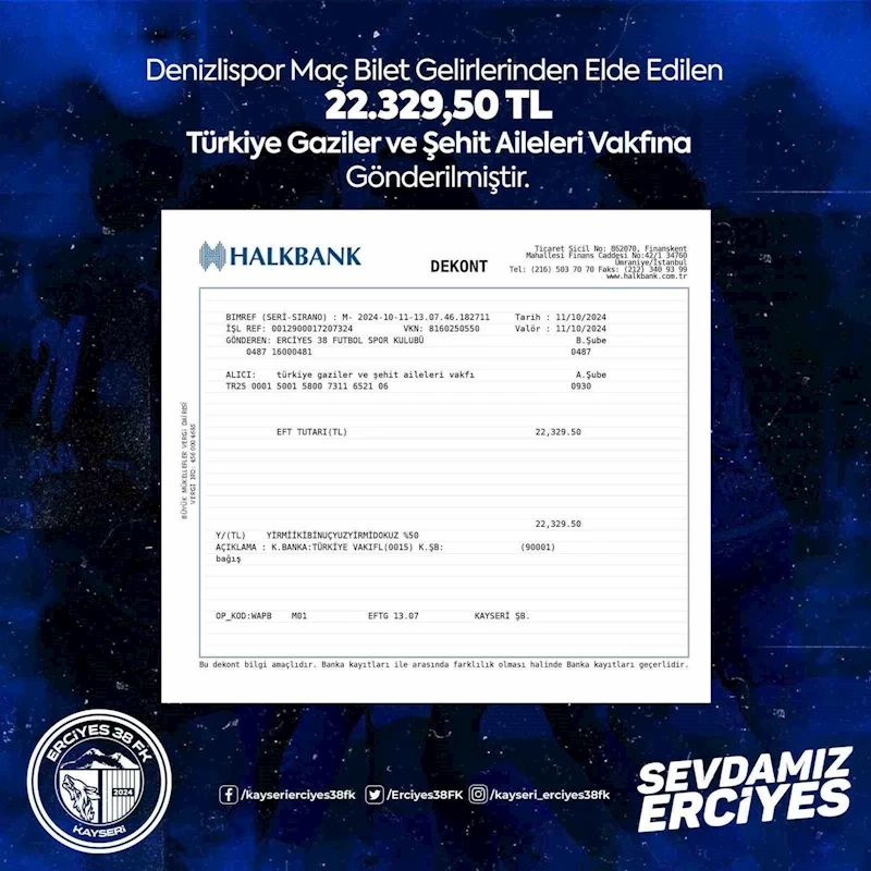 Erciyes 38 FK’dan örnek davranış
