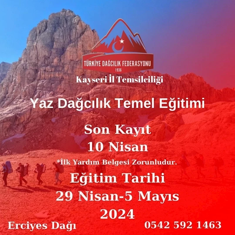 Kayseri’de Yaz Dağcılık Temel  Kursu düzenlenecek
