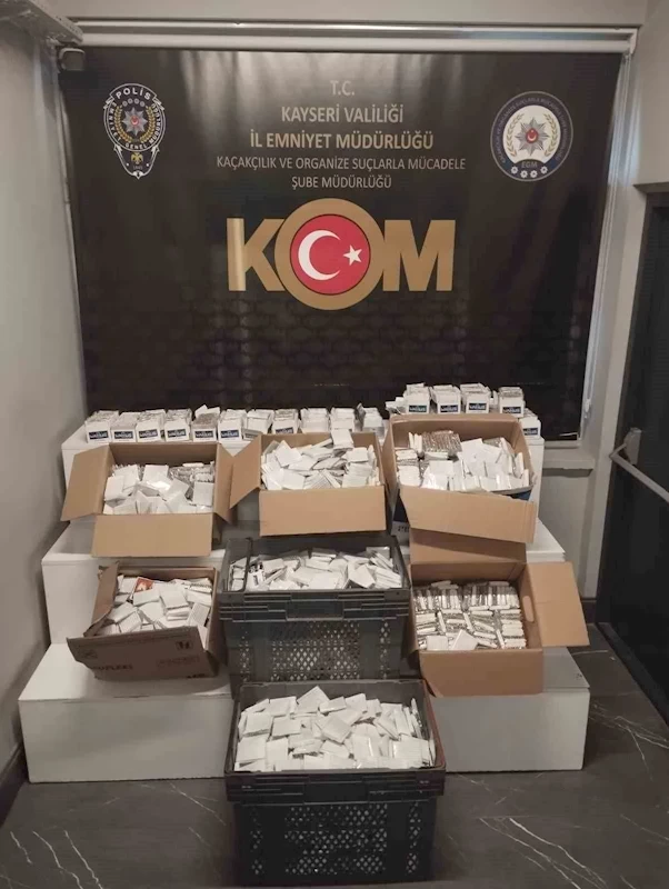 Kayseri’de 56 bin dal doldurulmuş makaron ele geçirildi
