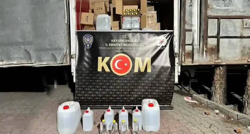 Kayseri’de 3 bin 848 litre kaçak etil alkol ele geçirildi