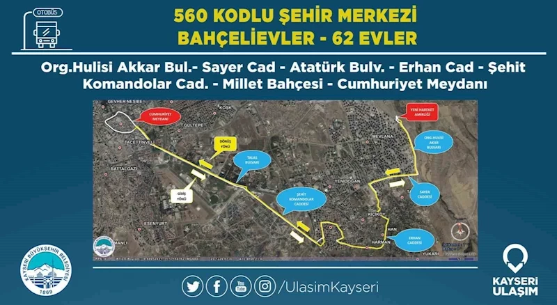 Büyükşehir Belediyesi Ulaşım AŞ’den Talas’a 6 yeni hat
