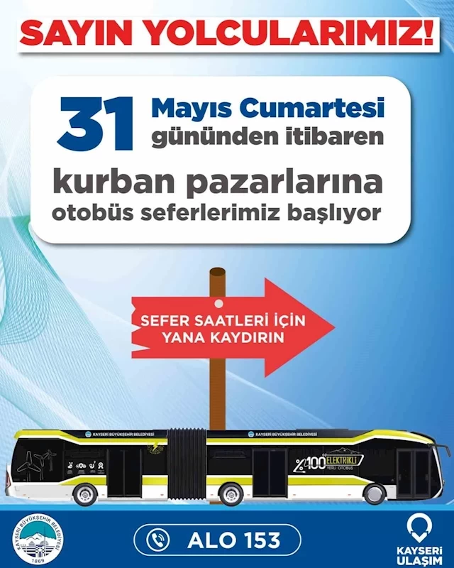 Büyükşehir Ulaşım A.Ş.’den kurban pazarlarına özel otobüs seferleri
